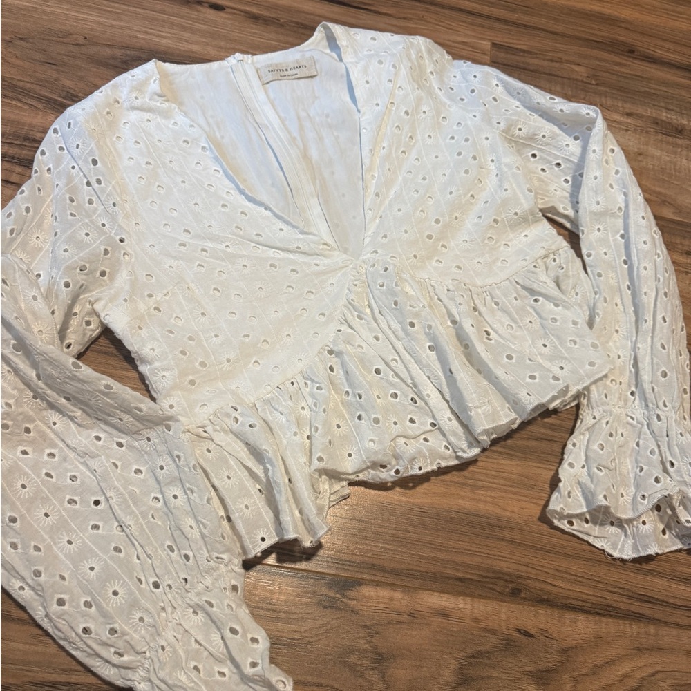 White Eyelet Women Top
